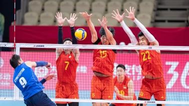 亚运男排中国3-0横扫吉尔吉斯坦 张景胤斩获15分