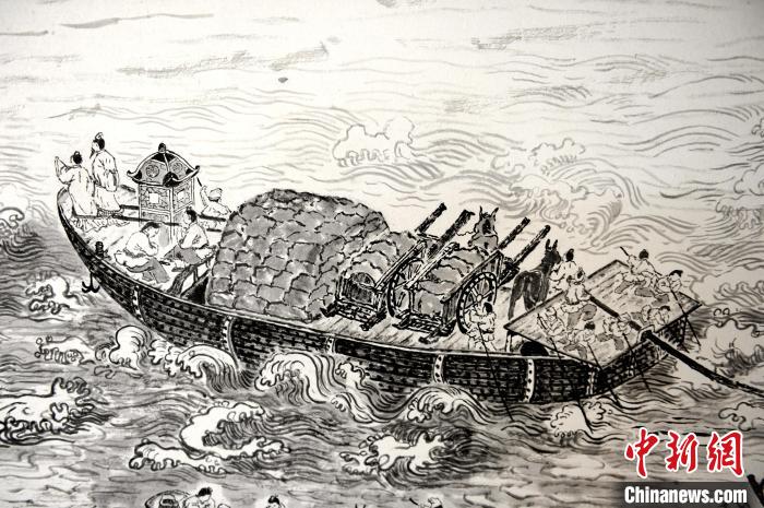 圖為圖中描繪的商船。　高鋮 攝