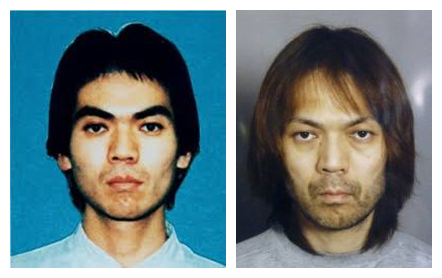左圖為1995年日本警方發(fā)布的平田信特別通緝告示；右圖為2012年1月6日東京警視廳公布的照片