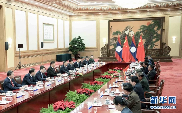 （XHDW）習(xí)近平同老撾人民革命黨中央總書記、國家主席本揚(yáng)舉行會(huì)談