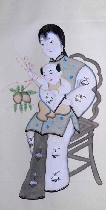 高密撲灰年畫：細心粉臉，眉眼巧畫