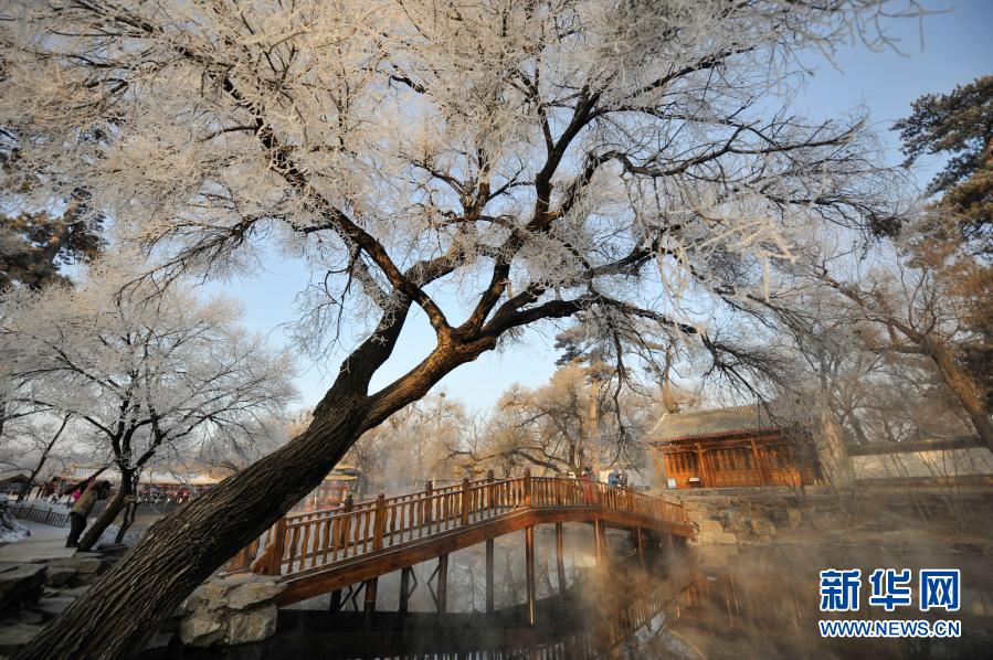 這是12月27日拍攝的承德避暑山莊霧凇美景。新華社發(fā)（王立群 攝）